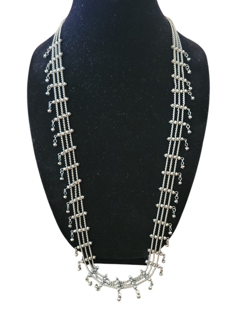 Multi Strand Silver AB Coated Beaded Necklace